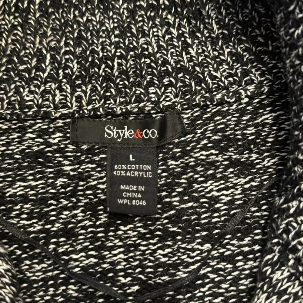 Style & Co Double Breasted Black & White Cardigan Sweater Size Large